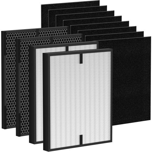 12 Pack 3000 Air Replacement Filter, Compatible with Air Doctor 3000, 3000M, 3000Pro Air Puri-fier, 2 H13 True HEPA, 2 Activated Carbn and 8 Extra Carbn Pre-Filters