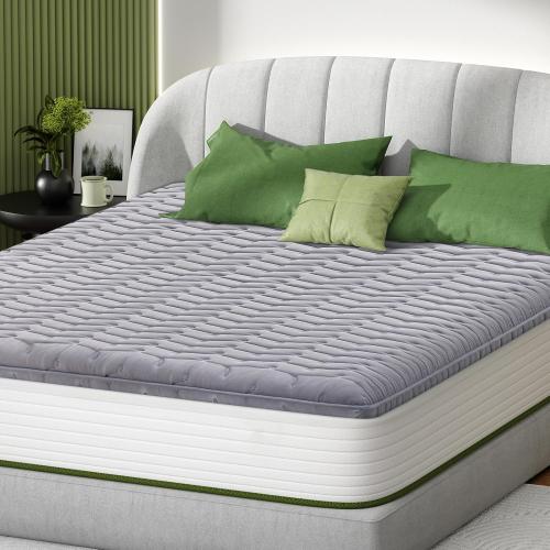 Premium Foam Mattress Topper Twin – Medium Firm Supportive Bed Topper for Pressure Relief, Hypoallergenic & Breathable Mattress Pad, Stain-Resistant Gray (Twin Size: 75×39 Inches)