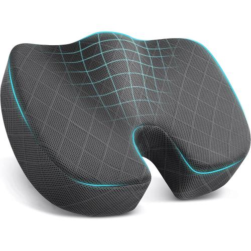 TushGuard Seat Cushion - Memory Foam Sitting Pillow for Office Chair, Car Seat, Airplane, Bleacher - Sciatica & Hip & Coccyx Pain Relief Desk Chair Cushion for Long Sitting Office Workers, Car Drivers