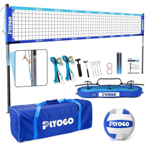 Heavy Duty Volleyball Net for Backyard&Outdoor,Anti-Sag Design | Professional 32FT Volleyball Net Set with Double Tension Adjuster,Height Adjustable Aluminum Poles,Portable Carry Bag