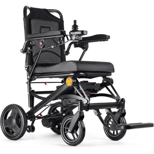 Lightweight Electric Wheelchairs for Adults Foldable Only 35lbs, 500W Dual Motors Motorized Wheelchairs for Seniors Support 250 lbs, All Terrain Travel Powered Wheel Chairs, Black