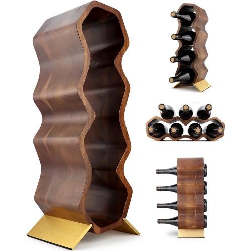 Size  7 Bottle, 2 Tier  Gusto Nostro Wood Wine Rack, 7 Bottle, 2 Tier Wooden Countertop Free Standing Shelf - Bottle Holder Stand for Home Bar Tabletop, Cabinet Inserts, Kitchen, Wine Cellar Storage (Acacia)