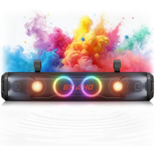 Ehaho 26'' UTV Sound Bar, Golf Cart Speaker Bluetooth with RGB Party Lights | 6-Speaker SXS SoundBar, IP66 Waterproof ATV Speaker System with EQ, Party Mode, RF Remote, AUX for Polaris RZR CFmoto Can-Am