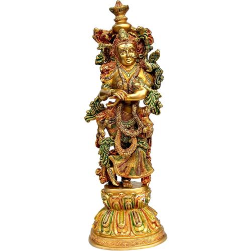 eSplanade - Brass Radha Krishna Idol Statue Sculpture - Big Size (21) (Radha Coloured)