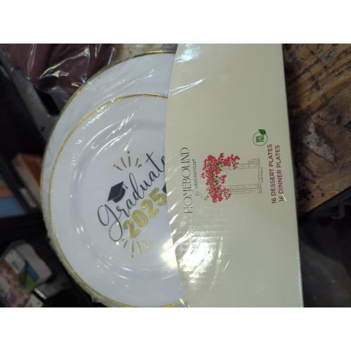 175Pcs White & Golden Graduation Party Supplies 2025, Graduation Set9&7Graduation Plates Napkins Cup Knive Fork Spoon for Glitter Congrats School College High Graduation Party Decor Serve25 (White)