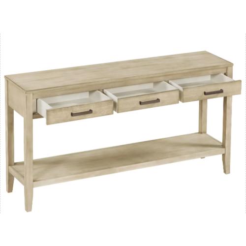 Farmhouse Console Table with Drawers and Bottom Shelf, Gray