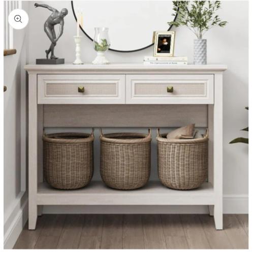 Royalcraft Rattan Console Table, Boho 2 Spacious Drawers, with Storage Shelf,