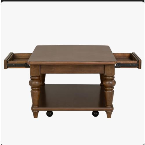 Flexsteel Riverstone Rectangular Coffee Table With Casters Brown
