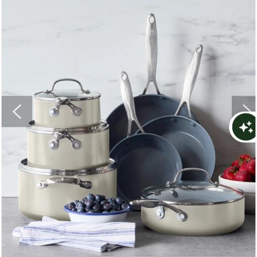 Valencia Pro Ceramic Nonstick 11-Piece Cookware Set | Cream