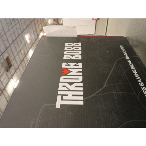 Throne Boss Gaming Bean Bag Chair Cover for Adults with High Back black – Large Floor Gaming Chair Cover, Easy to Clean Fabric, Large Pockets, Headphone Hanger, Requires 350 Liters Polystyrene Beans