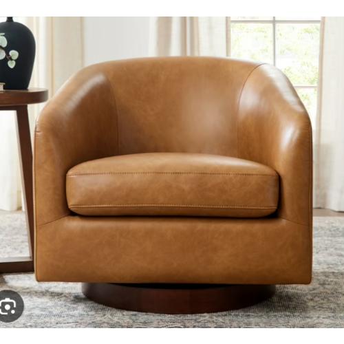 Brown Faux Leathers Swivel Chair