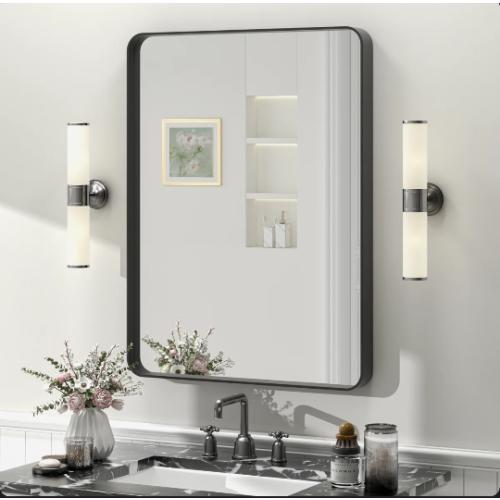 Black Metal Framed Bathroom Mirror for Wall 55x36