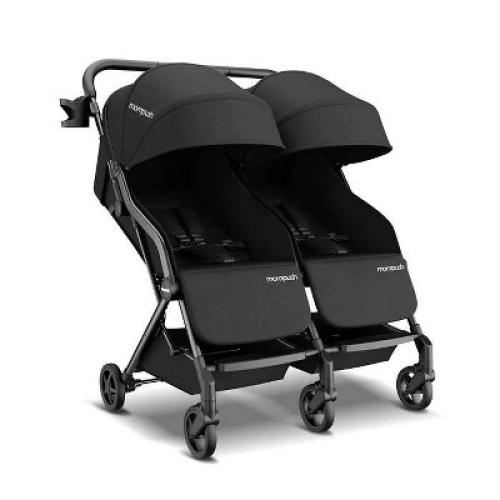Mompush Lithe Double Stroller - Black: Foot Operated Brake, Storage Area, Forward Facing Seat, Aluminum Frame ‼️mild scratches on the item‼️