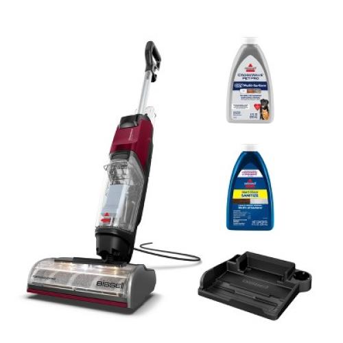 ‼️has mild stains and dust ‼️BISSELL CrossWave EdgeFind Pet Hair Pick-Up Floor Cleaner 4223 25' 10.5 Cleaning Path Red