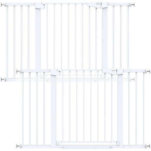 Cumbor 2-Pack 29.7-51.5 in Extra Wide Baby Gate for Stairs, Dog Gate White