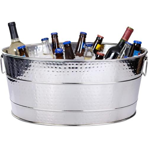 BREKX Heavy-Duty Stainless Steel Beverage Tub for Parties, Large, Oval