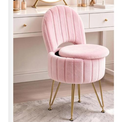 Metal Frame, Easy Installation, Space-Saving, Easy to Clean & Move, Metal Legs, for Bedroom & Dressing, Pink