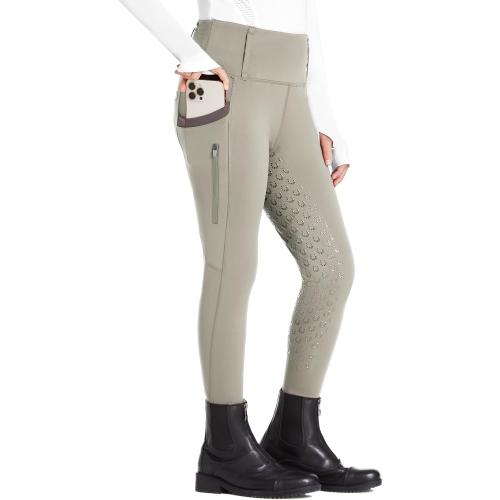Size Medium Khaki FitsT4 Sports Girls Riding Pants Full Seat High Waist Equestrian Breeches