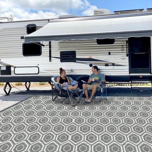 Outdoor Rug, Plastic Woven Patio Mat, Waterproof RV Camping Rug