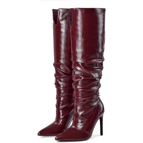 SIZE 9‼️‼️Elisabet Tang Women's Closed Toe Heeled Boot Pointed Toe Shoes Stiletto Heels Slip On Slouchy Knee High Boots For Women Sexy Dress Shoes
