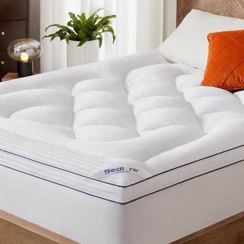 BEDLORE King Mattress Topper, Thick Pillow Top Bed Cover Soft Mattress Pad