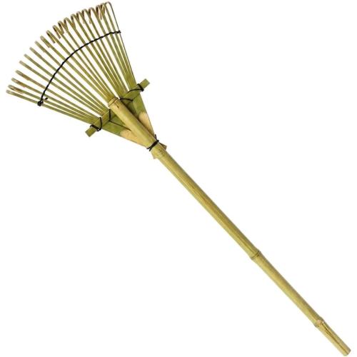 Bamboo Garden Rake 20 Tines 27 Inch Hand Leaf Rake for Yard Lawn Soil Care