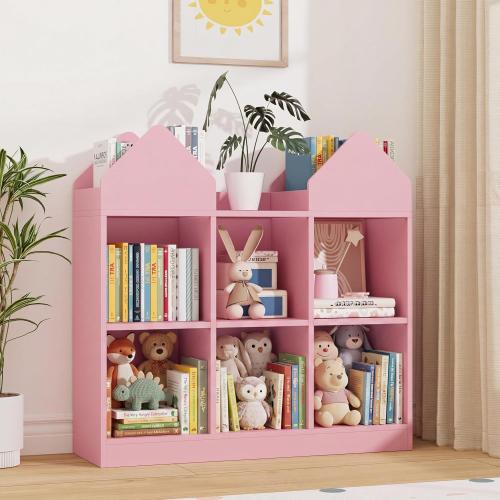 Garvee Kids Bookshelf and Toy Storage Organizer, Pink