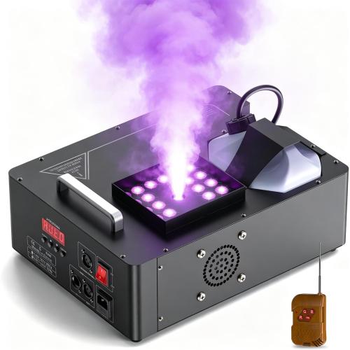 1500W Fog Machine with Lights, 24 RGB LED Vertical Stage Smoke Machine, DMX & Wireless Remote Control, 2.5 Liters with 20000 CFM for Wedding Christmas Halloween Party Indoor Outdoor