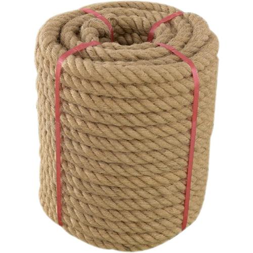 Jute Rope (1.5 in X 50 ft), 38mm Thick Twisted Manila Ropes, Natural Heavy Duty Hemp Rope for Swing Bed, Crafts, Railing, Tug of War, Landscaping, Garden, Bundling, Hammock, Home Decorating