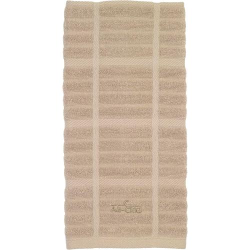2pk All-Clad Solid Kitchen Towel: Highly Absorbent, Super Soft Long Lasting - 100% Cotton, 17x30 Tea Towel for Cleaning & Drying Dishes, Pans, Glassware, or Countertops, Cappuccino