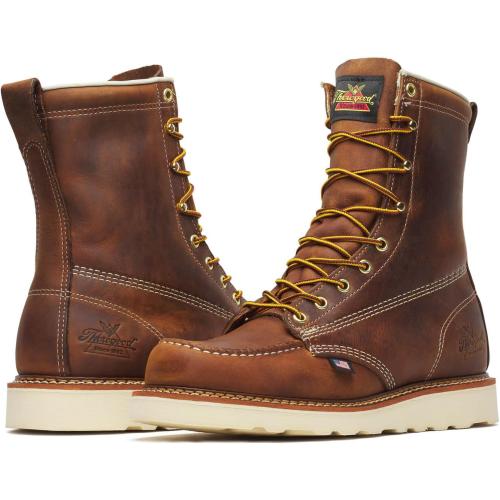 Thorogood American Heritage 11D‼️” Moc Toe Work Boots for Men Made with Full-Grain Leather, Soft Toe, Slip-Resistant Wedge Outsole and Comfort Footbed; EH Rated
