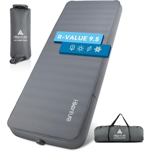 Hikenture 4 INCH Thick Self Inflating Sleeping Pad 9.5 R Value, Comfort Plus Camping Mattress with Pump Sack, Inflatable Foam Insulated Camping Pad, Camping Mat 4-Season