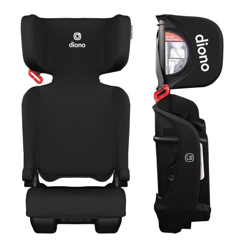 Diono Airi Travel High Back Booster Seat, Foldable Slim 3‑Across Fit, Black