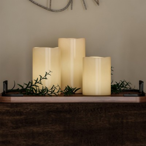 3-Piece Flameless Candle Set - Remote Controlled, LED Candles, Real Wax, Battery Operated for Home, Wedding, or Christmas Decor by Lavish Home (White)