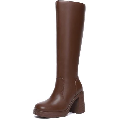 SIZE 8 Athlefit Knee High Boots Women Wide Calf Platform Boots with Side Zipper