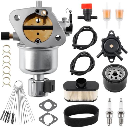FR730V Carburetor Compatible with Kawasaki FS730V FR730V Engine Mower Carb Replaces #15004-1097 15004-1062 15004-0826 15004-0984 with Air Filter Oil Filter Fuel Pump Spark Plugs