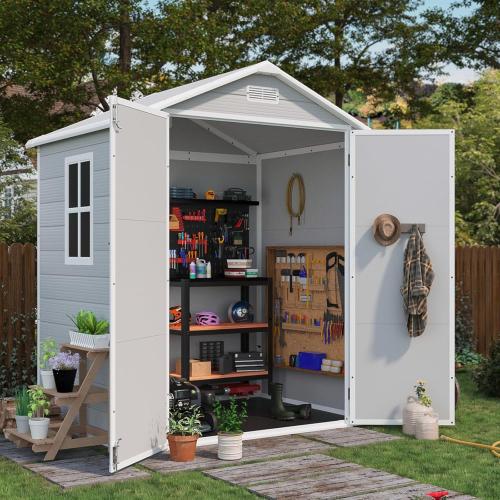 BLACK❗❗❗Patiowell 6x4 FT Plastic Outdoor Storage Shed with Floor,
