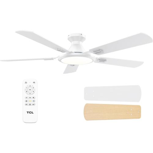 TCL 52 White Low Profile Ceiling Fan with Light & Remote