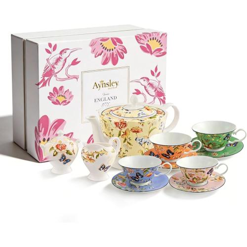 Fine Bone China Tea Sets For Adults Porcelain Tea Set European Wedding Floral Teapot Cup Saucer Spoon for Women Gift