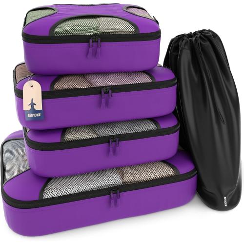 Shacke 5 Set Packing Cubes for Travel with Laundry Bag (Orchid Purple)