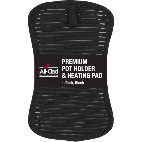 2pk All-Clad Premium Pot Holder & Hot Pad: Heat Resistant to 500 Degrees - 100% Cotton, 10x6.25 Hot Pad for Kitchen and Barbeque,  Black