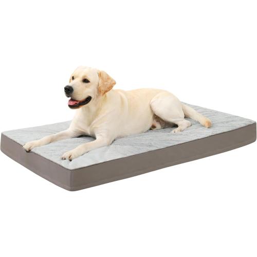 KSIIA Orthopedic Dog Bed for Large Dogs with Waterproof Lining, Grey, 35x22